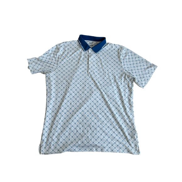 PUMA Men's Blue White Patterned Golf Tech Polo Shirt Size XL - Picture 4 of 6